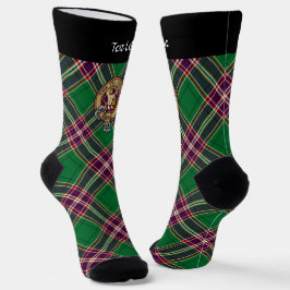 Clan MacFarlane Wappen über Modern Hunting Tartan Socken