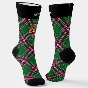Clan MacFarlane Wappen über Modern Hunting Tartan Socken