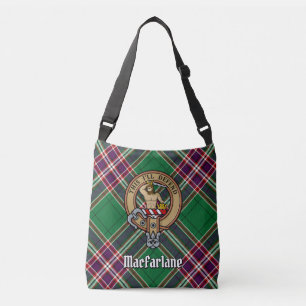 Clan MacFarlane Wappen über Modern Hunting Tartan Tragetaschen Mit Langen Trägern