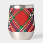 Clan MacFarlane Wappen über Red Tartan (Links)