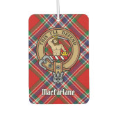 Clan MacFarlane Wappen über Red Tartan Autolufterfrischer (Vorderseite)