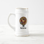 Clan MacFarlane Wappen über Red Tartan Bierglas (Links)