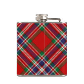 Clan MacFarlane Wappen über Red Tartan Flachmann (Rückseite)