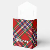 Clan MacFarlane Wappen über Red Tartan Geschenkschachtel (Geöffnet)