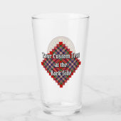 Clan MacFarlane Wappen über Red Tartan Glas (Rückseite)