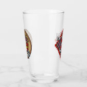Clan MacFarlane Wappen über Red Tartan Glas (Links)