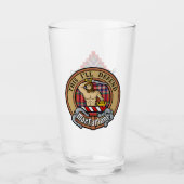 Clan MacFarlane Wappen über Red Tartan Glas (Vorderseite)