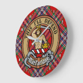 Clan MacFarlane Wappen über Red Tartan Große Wanduhr (Winkel)