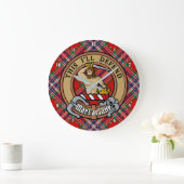Clan MacFarlane Wappen über Red Tartan Große Wanduhr (Zuhause)