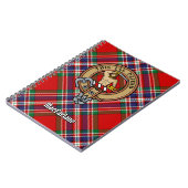 Clan MacFarlane Wappen über Red Tartan Notizblock (Linke Seite)