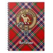 Clan MacFarlane Wappen über Red Tartan Notizblock (Vorderseite)