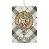 Clan MacFarlane Wappen über Schwarz-Weiß-Tartan Autolufterfrischer (Vorderseite)