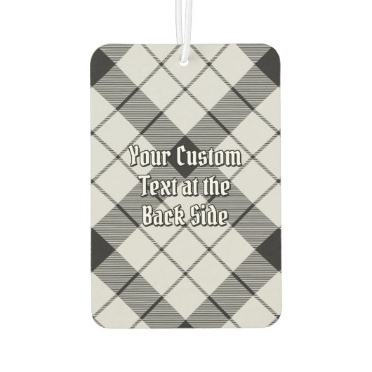 Clan MacFarlane Wappen über Schwarz-Weiß-Tartan Autolufterfrischer (Rückseite)