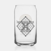 Clan MacFarlane Wappen über Schwarz-Weiß-Tartan Dosenglas (Rückseite)