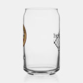 Clan MacFarlane Wappen über Schwarz-Weiß-Tartan Dosenglas (Links)