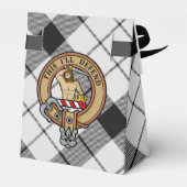 Clan MacFarlane Wappen über Schwarz-Weiß-Tartan Geschenkschachtel (Rückseite)