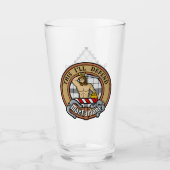 Clan MacFarlane Wappen über Schwarz-Weiß-Tartan Glas (Vorderseite)