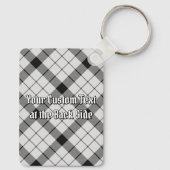 Clan MacFarlane Wappen über Schwarz-Weiß-Tartan Schlüsselanhänger (Rückseite)
