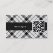 Clan MacFarlane Wappen über Schwarz-Weiß-Tartan Visitenkarte (Rückseite)