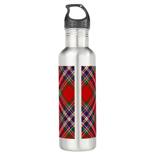 Clan MacFarlane Wappen über Tartan Edelstahlflasche (Rückseite)