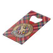 Clan MacFarlane Wappen über Tartan Geldbeutel Flaschenöffner (Vorderseite Schrägansicht)
