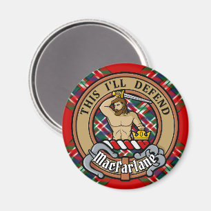 Clan MacFarlane Wappen über Tartan Magnet