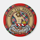Clan MacFarlane Wappen über Tartan Magnet (Vorne)