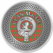 Clan MacFie Wappen & Tartan Knot Aufkleber (Vorderseite)