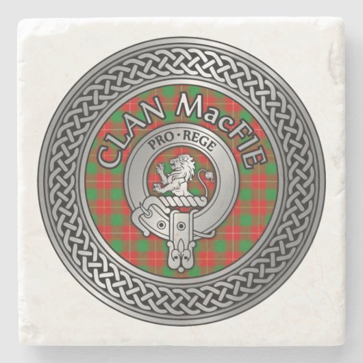 Clan MacFie Wappen & Tartan Knot Steinuntersetzer (Vorderseite)