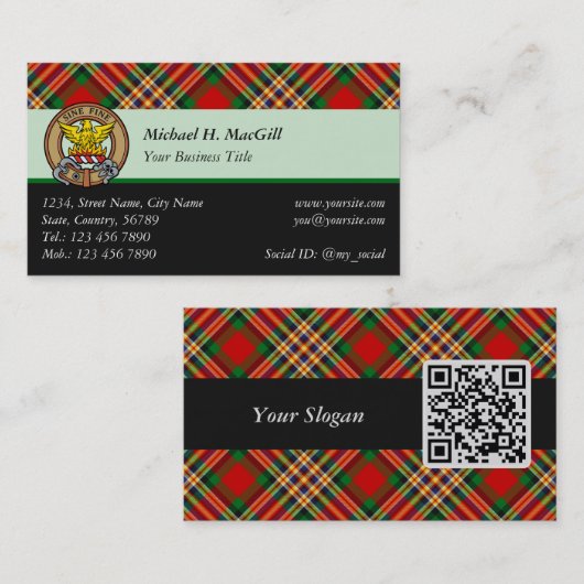Clan MacGill Tartan Business Card Visitenkarte (Vorne/Hinten)