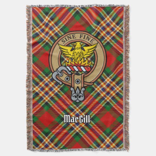 Clan MacGill-Wappen über Tartan Decke (Vorderseite Vertikal)