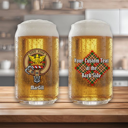 Clan MacGill Wappen über Tartan Dosenglas