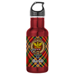Clan MacGill-Wappen über Tartan Edelstahlflasche