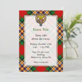 Clan MacGill Wappen über Tartan Einladung (Stehend Vorderseite)