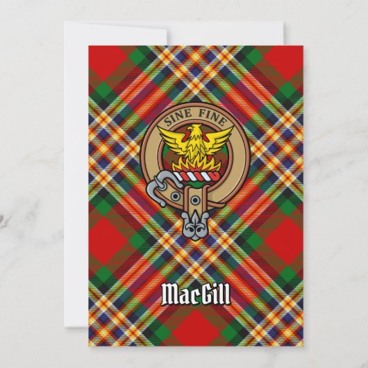 Clan MacGill Wappen über Tartan Einladung (Rückseite)