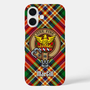 Clan MacGill Wappen über Tartan iPhone Case
