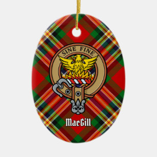 Clan MacGill Wappen über Tartan Keramik Ornament