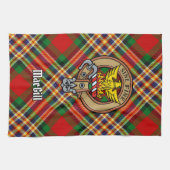 Clan MacGill Wappen über Tartan Küchentuch (Horizontal)