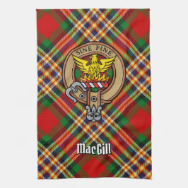 Clan MacGill Wappen über Tartan Küchentuch