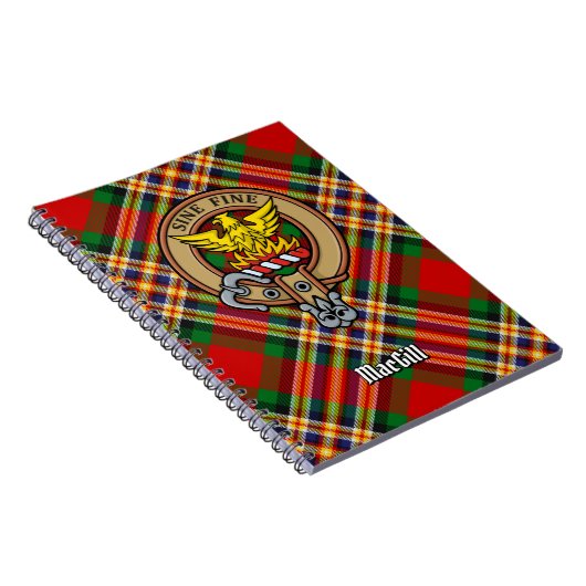 Clan MacGill Wappen über Tartan Notizblock (Rechte Seite)