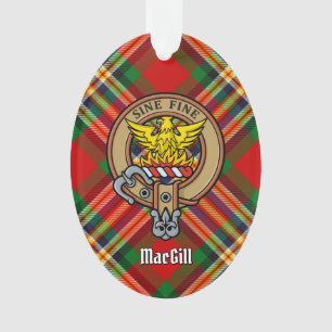 Clan MacGill Wappen über Tartan Ornament