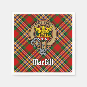 Clan MacGill Wappen über Tartan Serviette