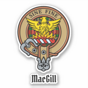 Clan MacGill Wappen über Tartan Sticker