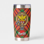 Clan MacGill Wappen über Tartan Thermobecher (Vorderseite)