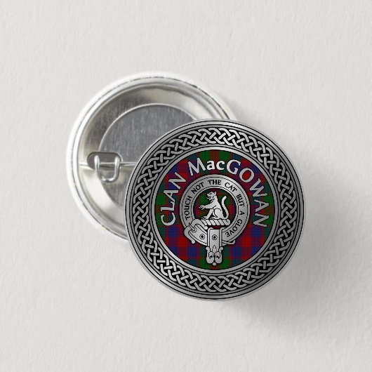 Clan MacGowan Wappen & Tartan Knot Button (Vorne & Hinten)
