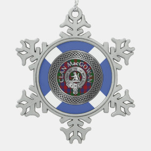 Clan MacGowan Wappen & Tartan Knot Schneeflocken Zinn-Ornament