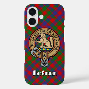 Clan MacGowan Wappen über Tartan iPhone 16 Hülle