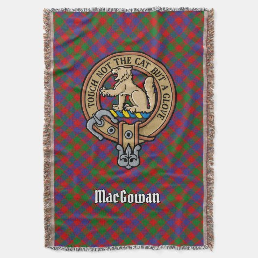 Clan MacGowan-Wappen über Tartan Decke (Vorderseite Vertikal)