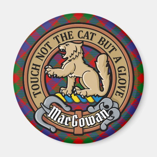 Clan MacGowan Wappen über Tartan Magnet (Vorne)