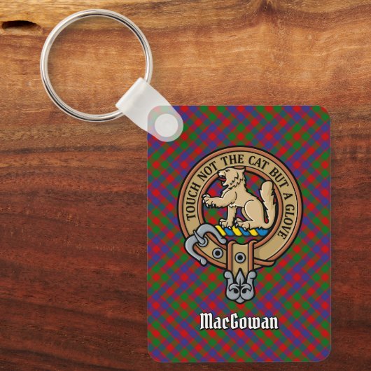 Clan MacGowan Wappen über Tartan Schlüsselanhänger (Vorderseite)